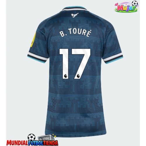 Camiseta Newcastle United Bazoumana Toure #17 Segunda Equipación Replica 2026-27 para mujer mangas cortas